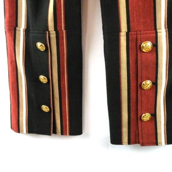 TORY BURCH Pants Women 4 Brown Stripe Phoebe Stretch Gold Buttons Cropped NWOT - Picture 5 of 7